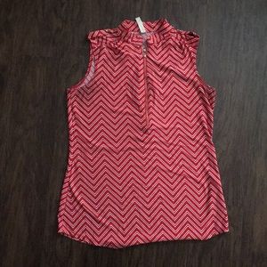 Red Sleeveless Chevron Striped Top